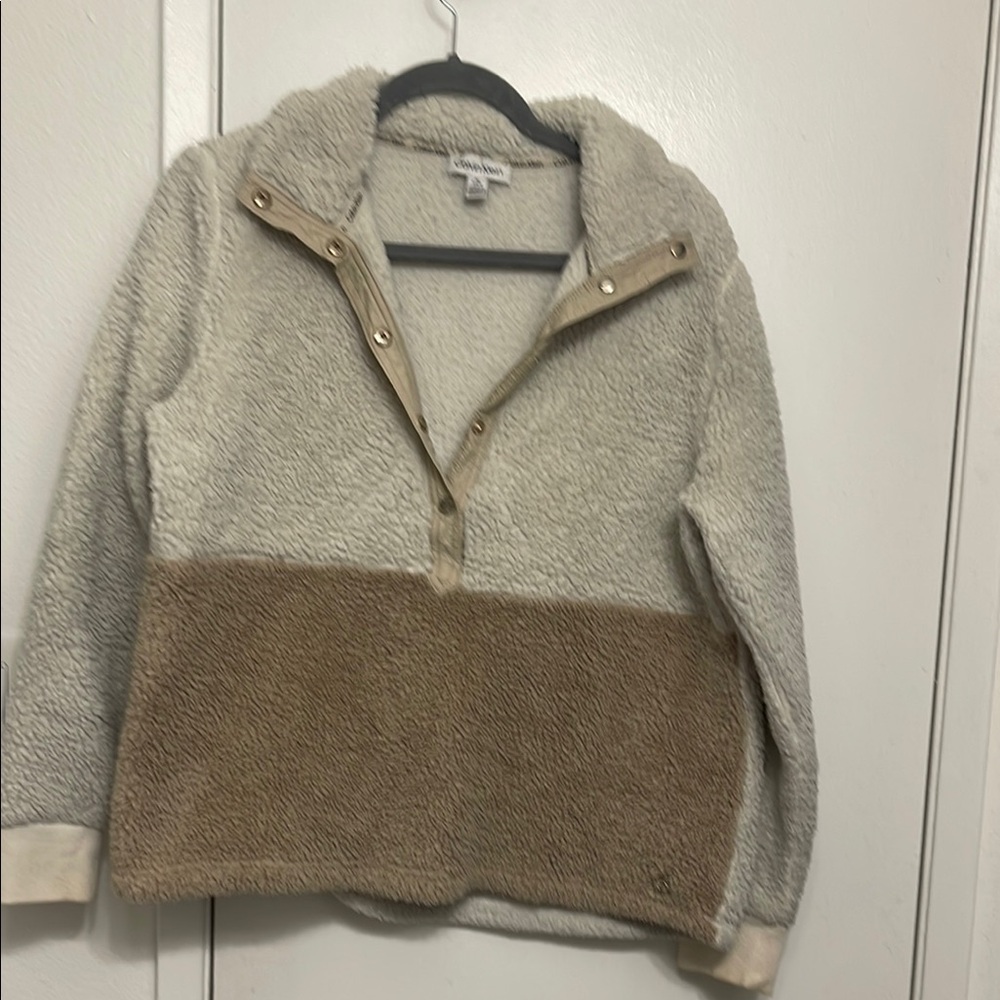 Calvin Klein Cream and Tan Teddy Jacket